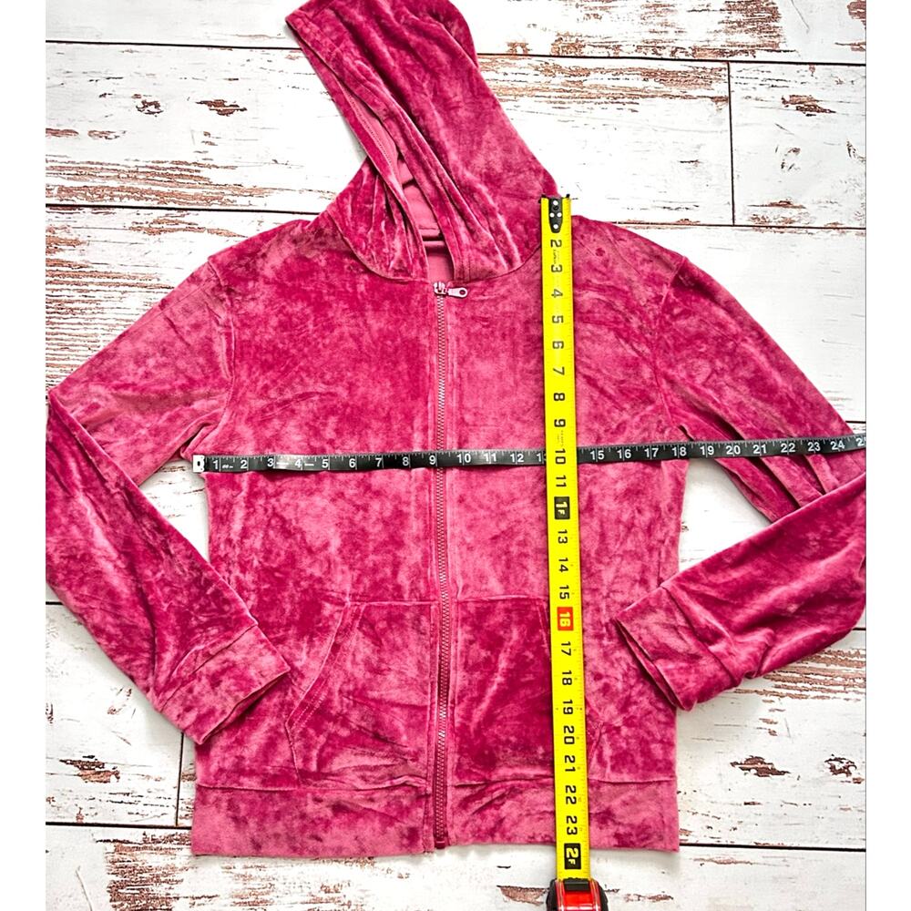 Burgundy Velour Tracksuit Set Women's M Y2K Zip Hoodie & Pants - Picture 10 of 17